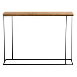 Nordic Design Přírodní masivní toaletní stolek Valter s černou podnoží 100x30 cm