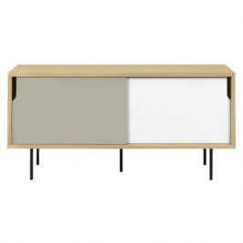 Porto Deco Komoda Deron II 135 x 45 cm, dub/bílá/šedá