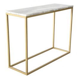Bílý mramorový toaletní stolek RGE Accent s matnou zlatou podnoží 100 cm