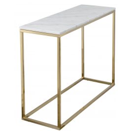 Bílý mramorový odkládací stolek RGE Accent s lesklou zlatou podnoží 100 cm