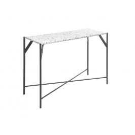 Bílý terrazzo odkládací stolek RGE Air s černou podnoží 75 cm
