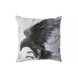 Hoorns Černobílý polštář s havrany Crow 45 x 45 cm