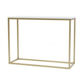 Bílý toaletní stolek FormWood Villa 100 x 35 cm s matnou zlatou podnoží