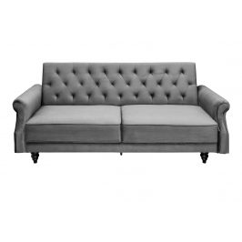 Moebel Living Šedá sametová rozkládací pohovka Sone 220 cm