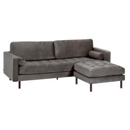 Tmavě šedá sametová rohová pohovka LaForma Bogart 222 cm, levá/pravá