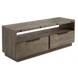 Moebel Living Šedý masivní televizní stolek Freja 150x45 cm