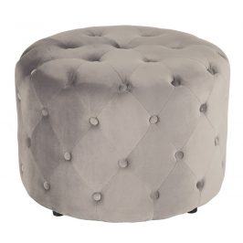Moebel Living Šedý sametový taburet chesterfield