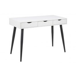 SCANDI Bílý dřevěný pracovní stůl Pluto s černou podnoží 110 x 50 cm