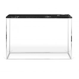 Porto Deco Černý mramorový toaletní stolek Baronet 120x40 cm se stříbrnou podnoží