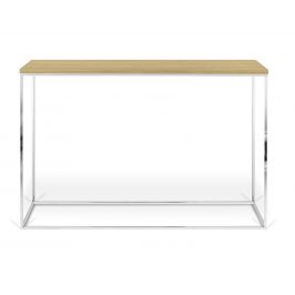 Porto Deco Přírodní dubový toaletní stolek Baronet 120x40 cm se stříbrnou podnoží