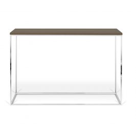 Porto Deco Hnědý ořechový toaletní stolek Baronet 120x40 cm se stříbrnou podnoží