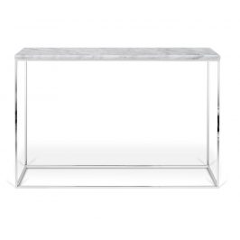 Porto Deco Bílý mramorový toaletní stolek Baronet 120x40 cm se stříbrnou podnoží