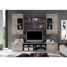 Obývací stěna s moderním LED osvětlením v elegantním dekoru dub sonoma FRONTAL 2