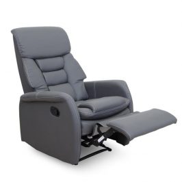 Relaxační křeslo v luxusním provedení šedé ekokůže KOMFY