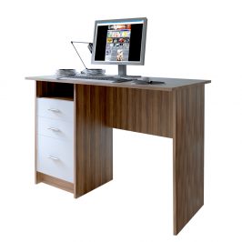 Počítačový stůl 110x55 cm v dekoru švestky s bílými zásuvkami TK2079
