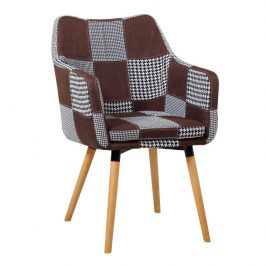 Designové křeslo černohnědý patchwork buk TK3151