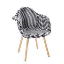 Jídelní designové křeslo světlešedá látka vzor buk nohy TK3169