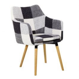 Designové křeslo černá bílá patchwork buk TK3151