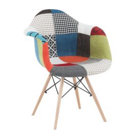 Křeslo, látka patchwork / buk, TOBO 3 NEW