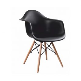 Designové trendy křeslo v kombinaci dřeva buk a černého plastu TK190