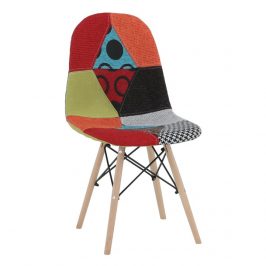 Jídelní židle čalouněná mix barev patchwork dřevěná podnož TK3173