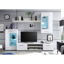 Obývací stěna, bílá extra vysoký lesk high gloss/bílá, HENRI NEW