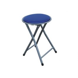 IRMA TABURET DR-9-702 MODRA EKOKUZE + STRIBRNA