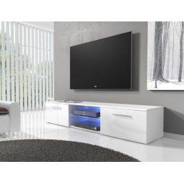 TV stolek RTV 03 s LED, bílá/bílá lesk