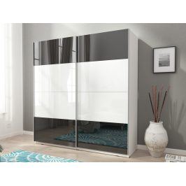 Skříň MIKA MULTI 150 cm, bílá/bílo-černý lesk