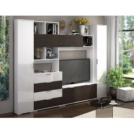 Obývací stěna TERRA I, wenge/bílý lesk