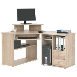 Rohový PC stůl THEODOR, dub sonoma