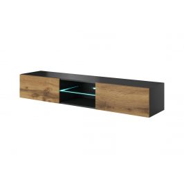 LIVO RTV-180W televizní stolek visící se sklem, antracit/dub wotan
