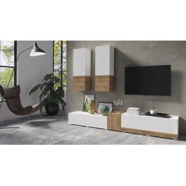 POWER I obývací stěna TYP 10, bílý lesk/dub sandal