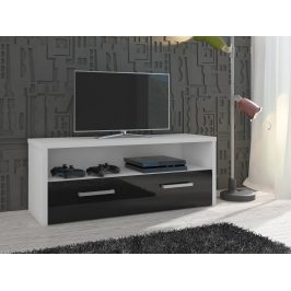 MORAVIA FLAT TV stolek TIRANA, bílá/černý lesk