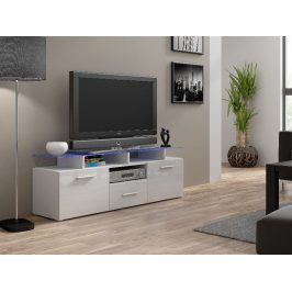 Televizní stolek RTV EVORA MINI, bílá/bílý lesk