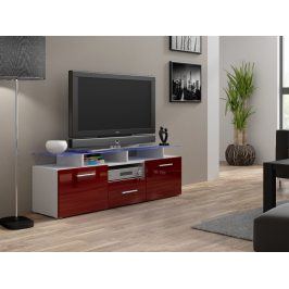 CAMA Televizní stolek RTV EVORA MINI, bílá/bordo lesk