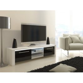 TV stolek HELIX, bílá/černý lesk