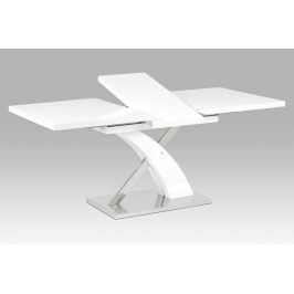 Rozkládací jídelní stůl 140+40x90 cm, bílý mat / nerez HT-999 WT
