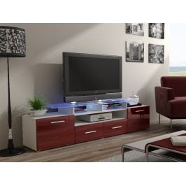 CAMA Televizní stolek RTV EVORA, bílá/bordo lesk