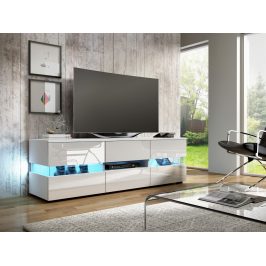 MORAVIA FLAT TV stolek INTER, bílá/bílý lesk