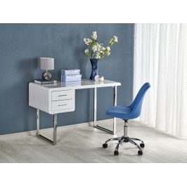 Minimalistický psací stůl B-30, bílý lesk/stříbrná
