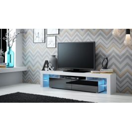 Moderní TV stolek Space, bílá/černý lesk