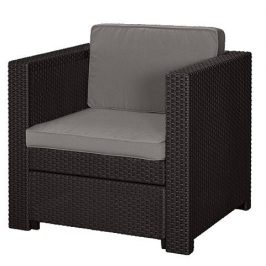 Rojaplast Zahradní křeslo PROVENCE hnědé + šedohnědé podušky