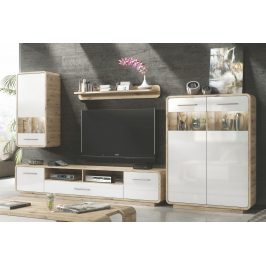 Casarredo Obývací stěna ROCO dub wellington/bílý lesk