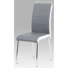 Autronic Jídelní židle DCL-403 GREY - koženka šedá/bílý bok