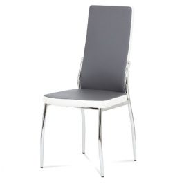 Autronic Jídelní židle AC-1693 GREY - koženka šedá + bílá