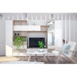 Casarredo Obývací stěna TERRA II sonoma/bílá lesk