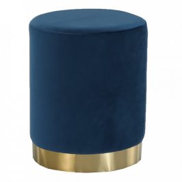 Tempo Kondela Taburet ALAZ - modrá Velvet látka/gold chrom-zlatá