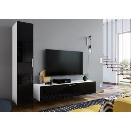 Casarredo Obývací stěna OREGANO bílá/černý lesk