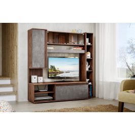 Casarredo Obývací stěna LEON ořech/tmavý kámen